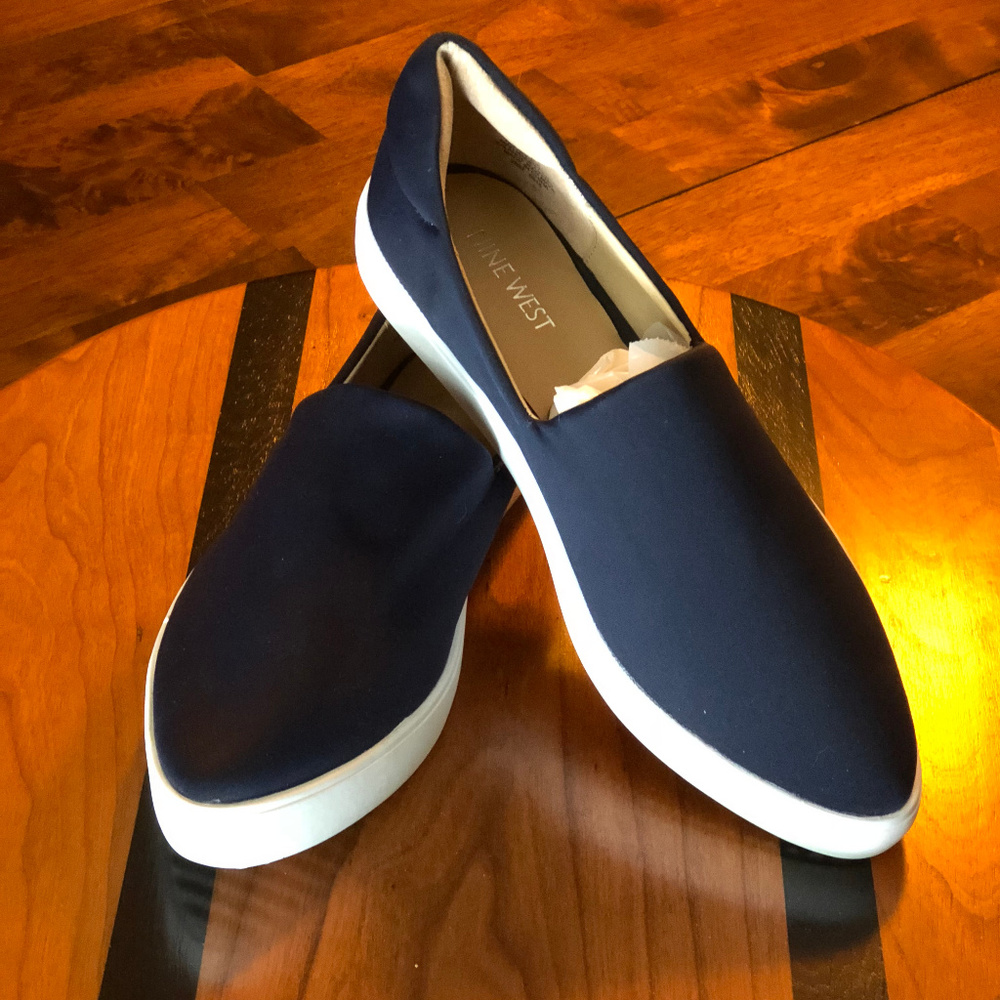 Nine West Navy Slip On Sneakers